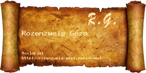 Rozenzweig Géza névjegykártya